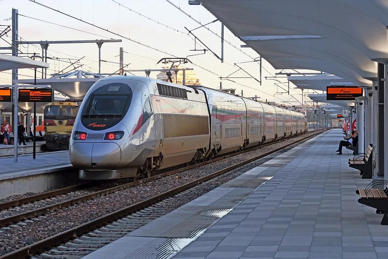Al Boraq high-speed train in a Moroccan station