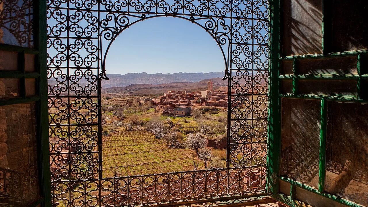 Crumbling earthen walls of the Glaoui kasbah at Telouet in the High Atlas