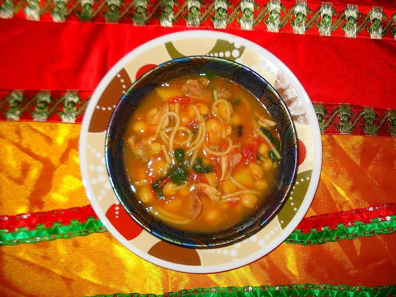 Bowl of harira, the Moroccan soup traditionally served at iftar