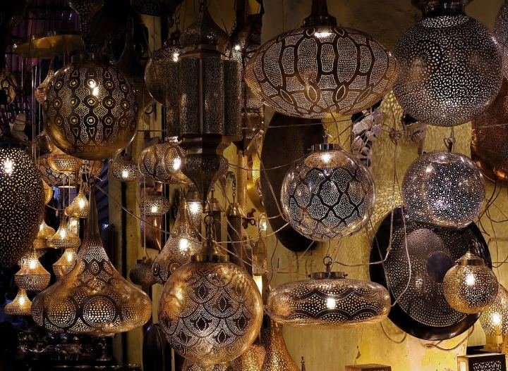Hanging lanterns in Souk Haddadin, Marrakech medina