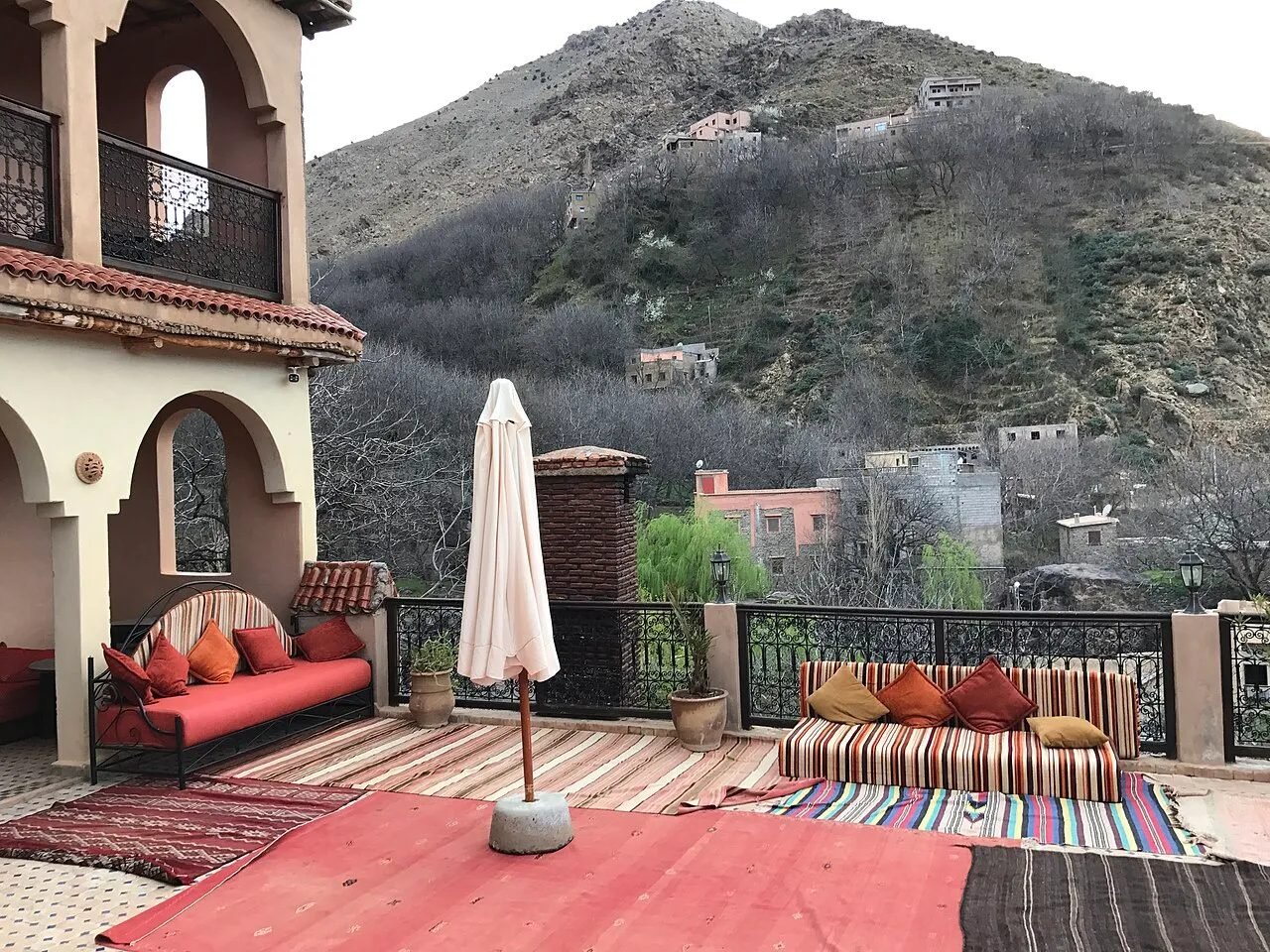 Mountain valley near Imlil with Berber villages below the Toubkal massif